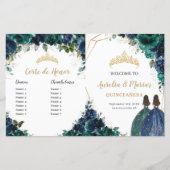 Quinceañera Navy Emerald Floral Budget Programma (Voorkant)
