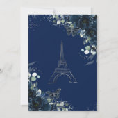 Quinceañera Navy Floral Paris Eiffel Butterflies Kaart (Achterkant)