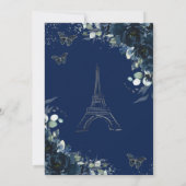 Quinceañera Navy Floral Paris Eiffel Princess Gown Kaart (Achterkant)