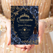 Quinceanera Navy Gold Butterflies Roses