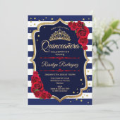 Quinceanera - Navy Goud Rood Kaart (Staand voorkant)
