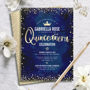 Quinceañera Navy Gouden Glitter Folie Prinsessen K Kaart