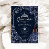 Quinceanera Navy Silver Butterfly Dress Floral Kaart