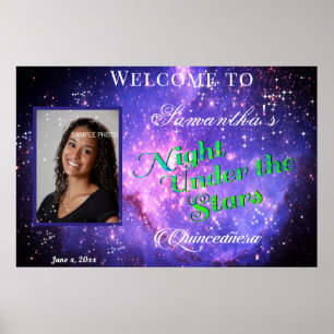 Quinceanera Neon Onder de Sterren Melkweg Quince Poster
