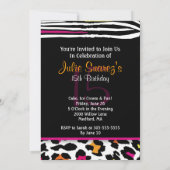Quinceañera Neon Zebra Animal Print Uitnodiging (Achterkant)