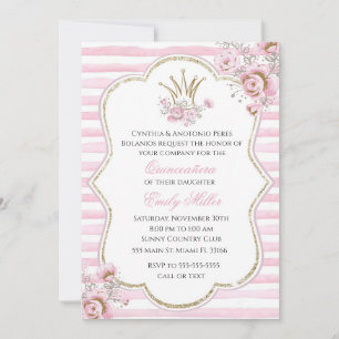 Quinceañera nodigprinses florroze goud kaart