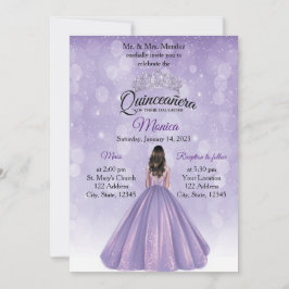 Quinceañera nodigt Paars en Silver uit Kaart