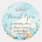 Quinceañera Onder de Zee Strand Schelpen Koralen Ronde Sticker (Voorkant)