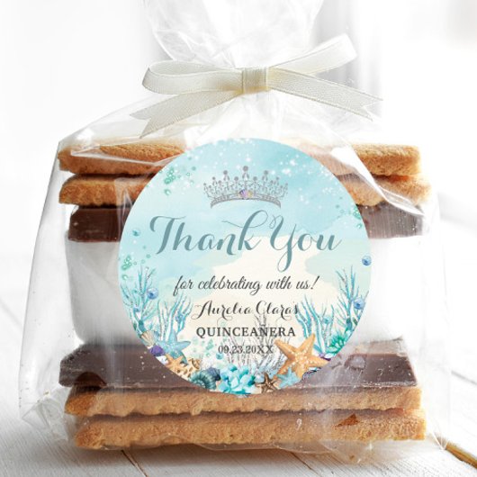 Quinceañera Onder de Zee Strand Schelpen Koralen Ronde Sticker