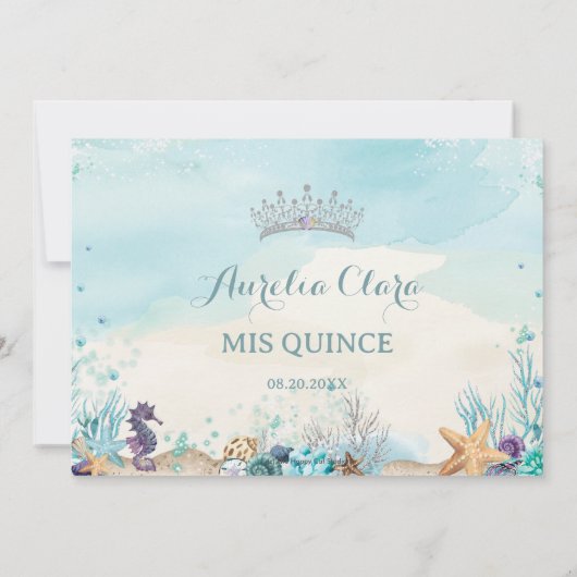Quinceañera Onder het Zee Beach Shells Foto Kaart (Achterkant)