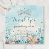 Quinceañera onder het Zee strand Shells Corals Bedankjes Labels (Voorkant)