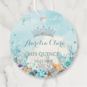 Quinceañera onder het Zee strand Shells Corals Bedankjes Labels (Achterkant)