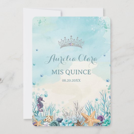 Quinceañera onder het Zee strand Shells Corals Kaart (Achterkant)