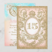 Quinceañera op een time Prinses Uitnodiging 2 (Voorkant / Achterkant)