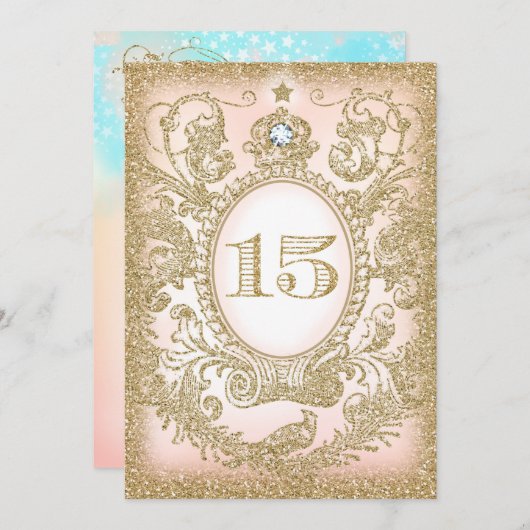 Quinceañera op time Prinses uitnodiging (Voorkant / Achterkant)