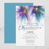 Quinceanera | Opvallend Blauwgroen Paars Abstract Kaart (Voorkant / Achterkant)