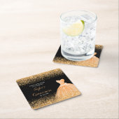 Quinceanera Oranje faux glitter Kartonnen Onderzetters (Insitu)