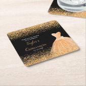 Quinceanera Oranje faux glitter Kartonnen Onderzetters (Schuin)