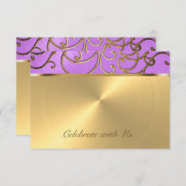 Quinceanera Orchid Paars en Gold Filigree Swirls Kaart