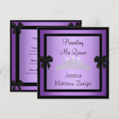 Quinceanera Paars Black Jewel Tiara Formal 1 Kaart (Voorkant / Achterkant)