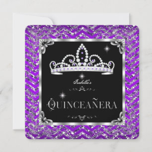 Quinceanera Paars Black Silver Diamond Tiara Kaart