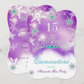 Quinceanera Paars Blauwgroen blauw Pearl Snowflake Kaart (Voorkant / Achterkant)
