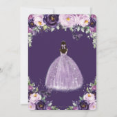 Quinceañera Paars Floral Butterflies Silver Tiara Kaart (Achterkant)