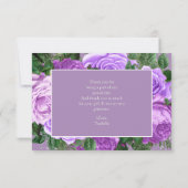 Quinceañera Paars Floral Silver Glitter Dank u Bedankkaart (Achterkant)