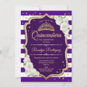 Quinceanera - Paars Gold White Kaart (Voorkant)