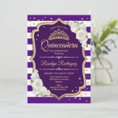 Quinceanera - Paars Gold White Kaart (Staand voorkant)