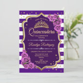 Quinceanera - Paars goud Kaart (Staand voorkant)