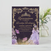 Quinceanera - Paars goud Kaart (Staand voorkant)