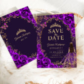 Quinceanera Paars Goud Save The Date