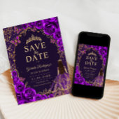 Quinceanera Paars Goud Save The Date