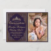 Quinceanera Paars gouden sierlijke prinsessen tiar Kaart (Voorkant)