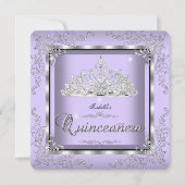 Quinceanera Paars Lavender Silver Diamond Tiara 3 Kaart (Voorkant)