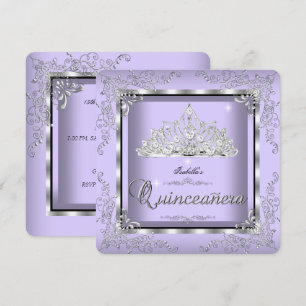 Quinceanera Paars Lavender Silver Diamond Tiara 3 Kaart