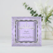 Quinceanera Paars Lavender Silver Diamond Tiara 4 Kaart (Staand voorkant)