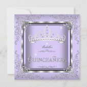 Quinceanera Paars Lavender Silver Diamond Tiara 4 Kaart (Voorkant)