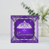 Quinceanera Paars Lavender Silver Diamond Tiara Kaart (Staand voorkant)