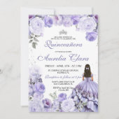 Quinceañera Paars Lila Floral Princess Spaans Kaart (Voorkant)