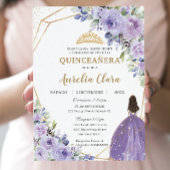 Quinceañera Paars Lila Floral Princess Spaans Kaart