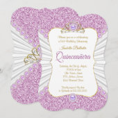 Quinceanera Paars Pearl Gold tiara Kaart (Voorkant / Achterkant)