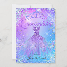 Quinceanera Paars Pink Blue Winter Wonderland 2 Kaart