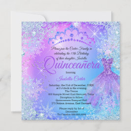 Quinceanera Paars Pink Blue Winter WonderLand Kaart