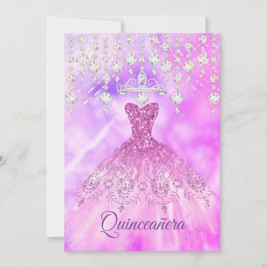 Quinceanera Paars Pink Dress 15e verjaardag Kaart (Voorkant)