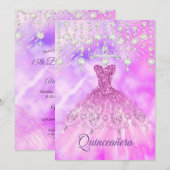 Quinceanera Paars Pink Dress 15e verjaardag Kaart (Voorkant / Achterkant)