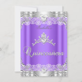 Quinceanera Paars Silver Diamond Tiara 15de partij Kaart (Voorkant)