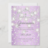 Quinceanera  Paars Silver Diamond Tiara Kaart (Voorkant)