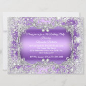 Quinceanera Paars Silver Tiara Winter Wonderland Kaart (Achterkant)